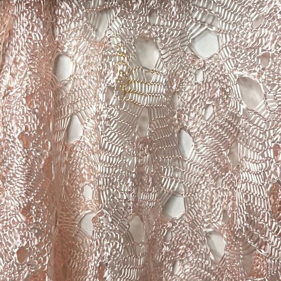 Crochet Fringe Boho Shawl Light Pink One Size - Picture 3 of 4